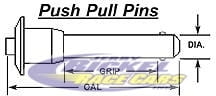 Push Pull Pins Button Head 1/2" Diameter, 4.500 Grip, Overall Length 6.150"