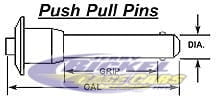 Push Pull Pins Button Head 3/8" Diameter, 1.000 Grip, Overall Length 2.364"