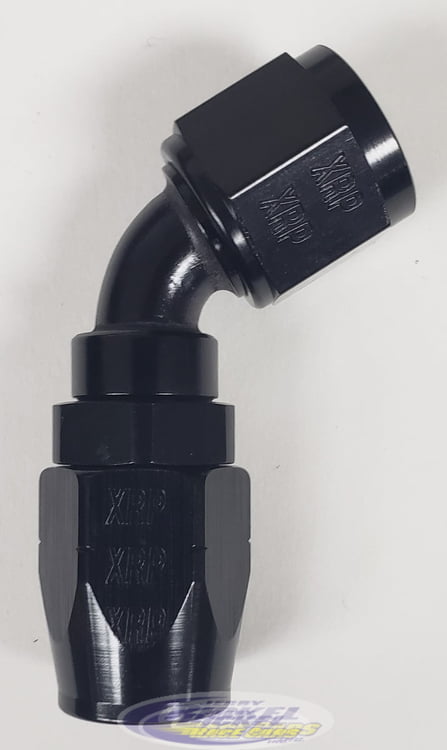 -16 60&ordm; Double Swivel Hose End - Aluminum - Black Anodized