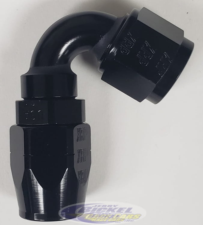 -6 120&ordm; Double Swivel Hose End - Aluminum - Black Anodized