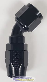 -16 45&ordm; Double Swivel Hose End - Aluminum - Black Anodized