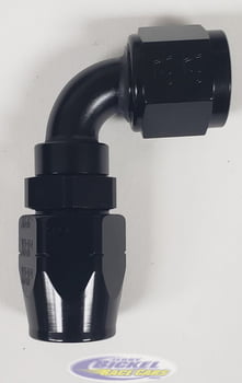 -10 90&ordm; Double Swivel Hose End - Aluminum - Black Anodized