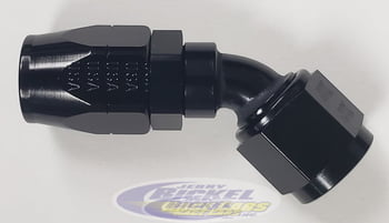 -4 45&ordm; Fixed Hose End - Aluminum - Black Anodized